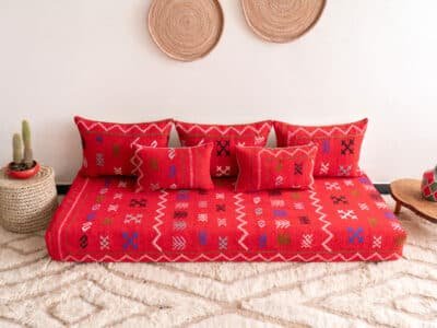 6 ft Floor Sofa Red Morocco - Image 4