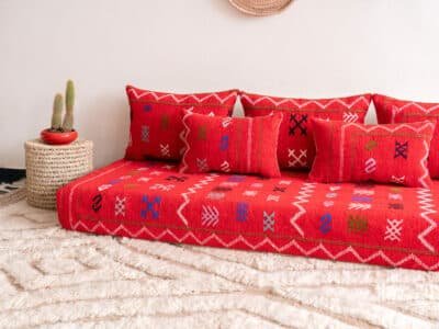 6 ft Floor Sofa Red Morocco - Image 5