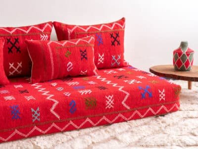 6 ft Floor Sofa Red Morocco - Image 6