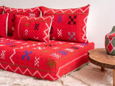 6 ft Floor Sofa Red Morocco - Image 7