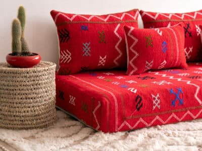 6 ft Floor Sofa Red Morocco - Image 8