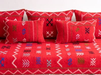 6 ft Floor Sofa Red Morocco - Image 9