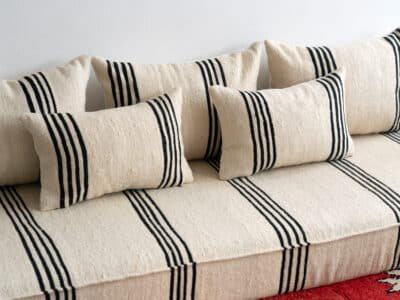 6 ft Black Stripes Floor Sofa Set - Image 2