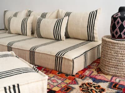 6 ft Black Stripes Floor Sofa Set - Image 9