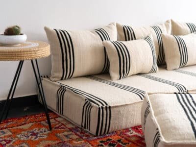 6 ft Black Stripes Floor Sofa Set - Image 6