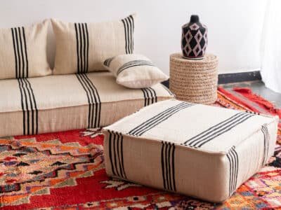 6 ft Black Stripes Floor Sofa Set - Image 7