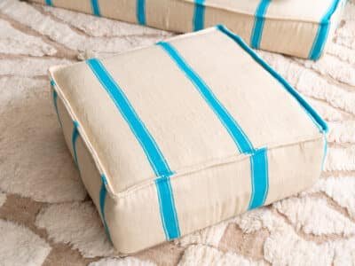 6 ft Light Blue Stripes Floor Sofa Set - Image 10