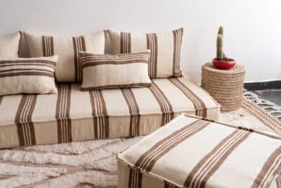 6 ft Brown Stripes Floor Sofa Set - Image 9