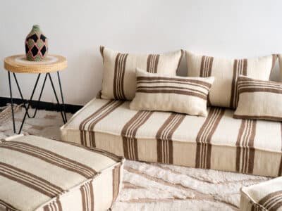 6 ft Brown Stripes Floor Sofa Set - Image 8