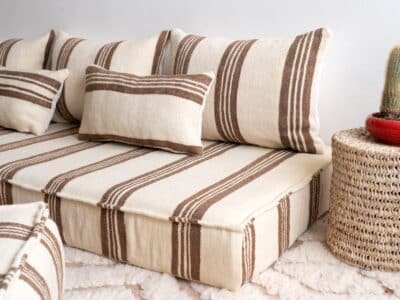 6 ft Brown Stripes Floor Sofa Set - Image 7