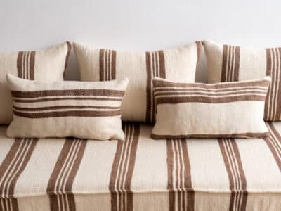 6 ft Brown Stripes Floor Sofa Set - Image 10