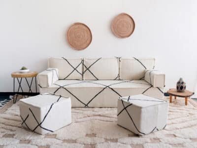 Moroccan Large Floor Sofa White - Image 2