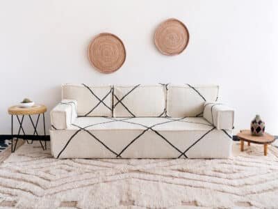 Moroccan Large Floor Sofa White - Image 3