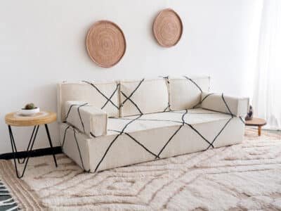 Moroccan Large Floor Sofa White - Image 5