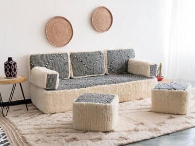Floor Cushion Seating White - Image 2