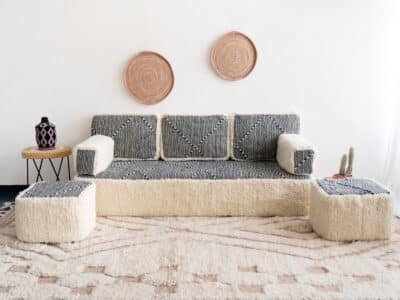 Floor Cushion Seating White - Image 8