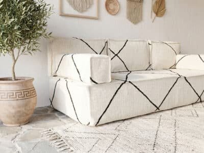 Moroccan Large Floor Sofa White - Image 2