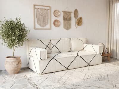 Moroccan Large Floor Sofa White - Image 3