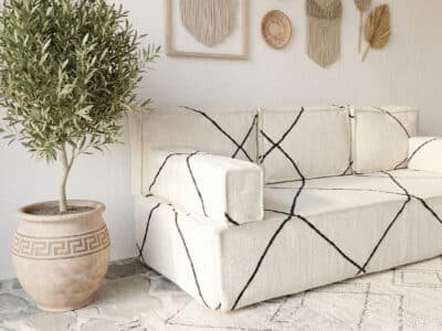 Moroccan Large Floor Sofa White - Image 8