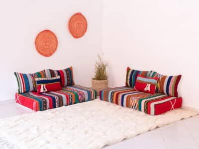 Two Moroccan Floor Couches 120ft Multicolor