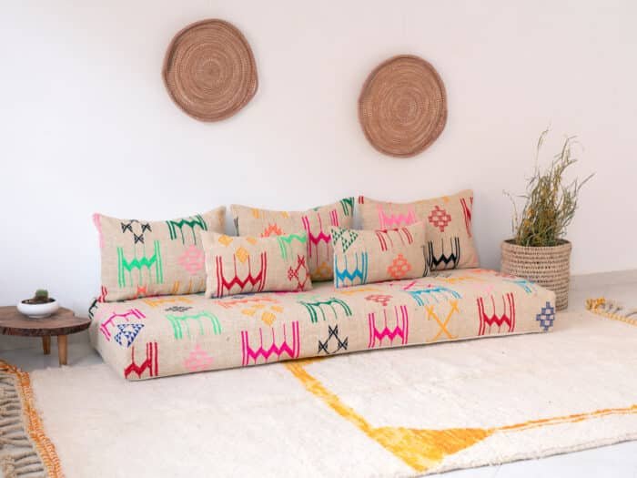 Beige Kilim Moroccan Floor Sofa
