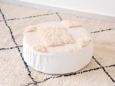 White Wool Ottoman