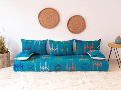 6 ft Turquoise Floor Sofa Morocco - Image 2