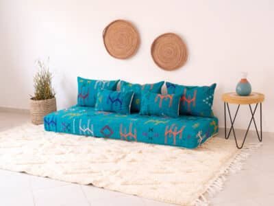 6 ft Turquoise Floor Sofa Morocco - Image 3