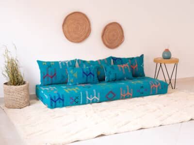 6 ft Turquoise Floor Sofa Morocco - Image 4