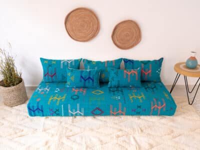 6 ft Turquoise Floor Sofa Morocco - Image 5