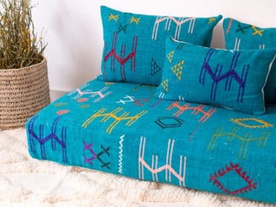 6 ft Turquoise Floor Sofa Morocco - Image 6