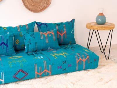 6 ft Turquoise Floor Sofa Morocco - Image 7