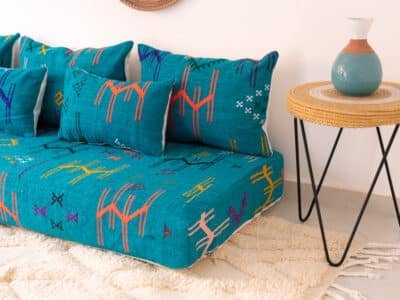 6 ft Turquoise Floor Sofa Morocco - Image 8