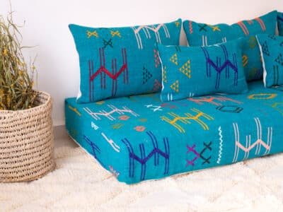 6 ft Turquoise Floor Sofa Morocco - Image 9