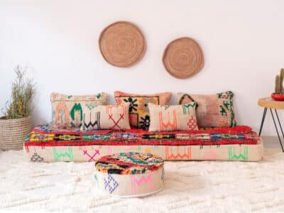 7 ft Bohemian Moroccan Floor Sofa - Image 2