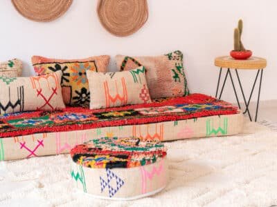 7 ft Bohemian Moroccan Floor Sofa - Image 6