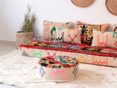7 ft Bohemian Moroccan Floor Sofa - Image 7