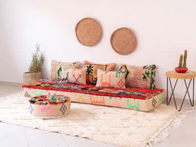 7 ft Bohemian Moroccan Floor Sofa - Image 3