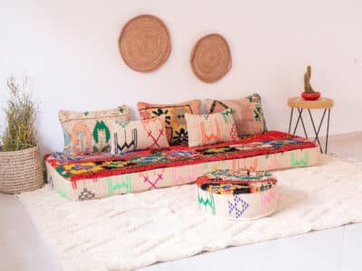 7 ft Bohemian Moroccan Floor Sofa - Image 4