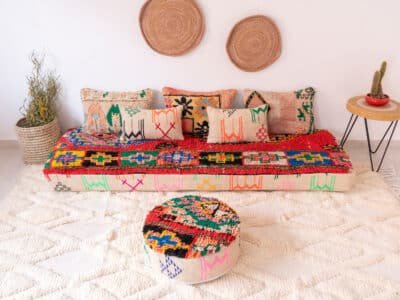 7 ft Bohemian Moroccan Floor Sofa - Image 5