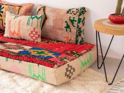 7 ft Bohemian Moroccan Floor Sofa - Image 9