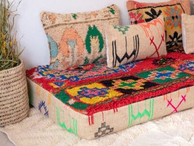 7 ft Bohemian Moroccan Floor Sofa - Image 8
