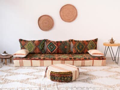 7 ft Bohemian Moroccan Floor Couch Vintage - Image 2
