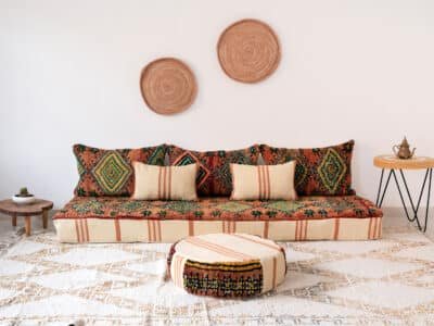 Moroccan Floor Sofa Set with circular pouf