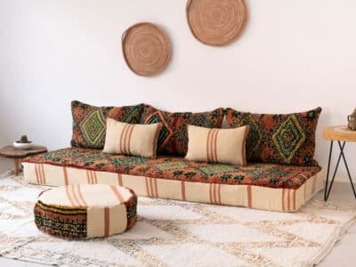 7 ft Bohemian Moroccan Floor Couch Vintage - Image 4