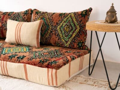 7 ft Bohemian Moroccan Floor Couch Vintage - Image 8