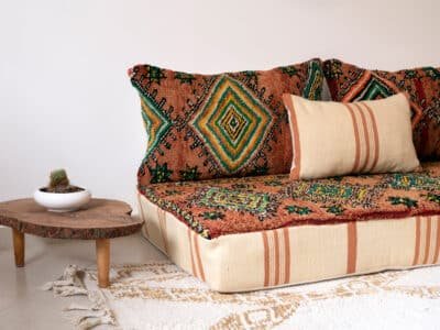 7 ft Bohemian Moroccan Floor Couch Vintage - Image 7
