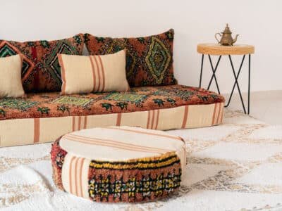 7 ft Bohemian Moroccan Floor Couch Vintage - Image 6