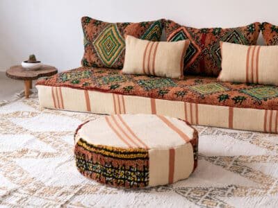 7 ft Bohemian Moroccan Floor Couch Vintage - Image 5