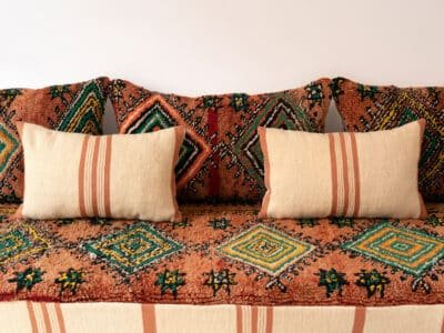 7 ft Bohemian Moroccan Floor Couch Vintage - Image 9